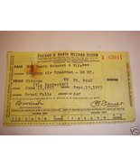 Chicago &amp;amp; North Western System railroad Trip Pass 1955 - $4.75