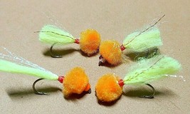 *2022*Salmon/Steelhead, Chartreuse- HOT Orange Single Egg Fly, Size 4- ((8)) Pak - £6.22 GBP