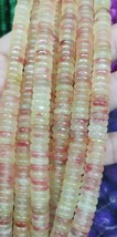 Ruby White Coral Red-Canary Yellow Candy Jade  Rondelle Jade,  yellow beads 16&quot;  - $12.90