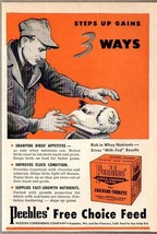 1952 Print Ad Peebles Free Choice Feed Chickens &amp; Turkeys Appleton,WI - £8.43 GBP