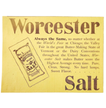 Worcester Salt Worlds Fairl 1897 Advertisement Victorian Food Baking ADB... - £15.46 GBP