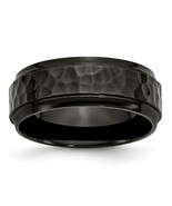Black Stainless Steel 8mm Hammered Polished Band - €51,74 EUR