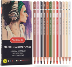 PANDAFLY Professional Colored Charcoal Pencils Drawing Set, Skin Tone Colored Pe - £11.89 GBP