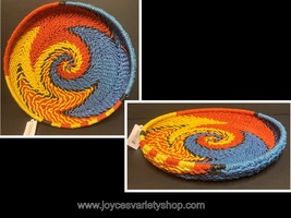 Transpac Braided Serving Platter Colorful Weave 12&quot; Basket - $10.99