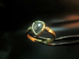 Engagement ring. 14k Yellow gold ring with 0.64ct Grey diamond. UNIQUE handmade  - £769.76 GBP