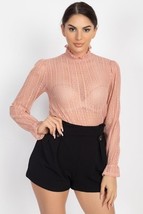 Ruffle Mock Neck Lace Top - $11.80