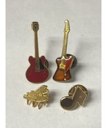 Enameled Pin LOT 4 Red Les Paul Gibson Guitars Music Note &amp; Grand Piano - £20.95 GBP