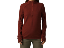 NWT New Womens S Prana Waffle Knit Wool Top Rhubarb Red Orange 1/2 Zip Thumbhole - £172.17 GBP