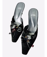 Stuart Weitzman Mule Slip-on Heels Black Suede / Flower Accents &amp; Tie 8 ... - £50.39 GBP
