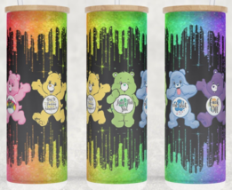 Frosted Glass Swear Bears - Care Bears Rainbow Funny Cup Mug  Tumbler 25oz - £15.53 GBP