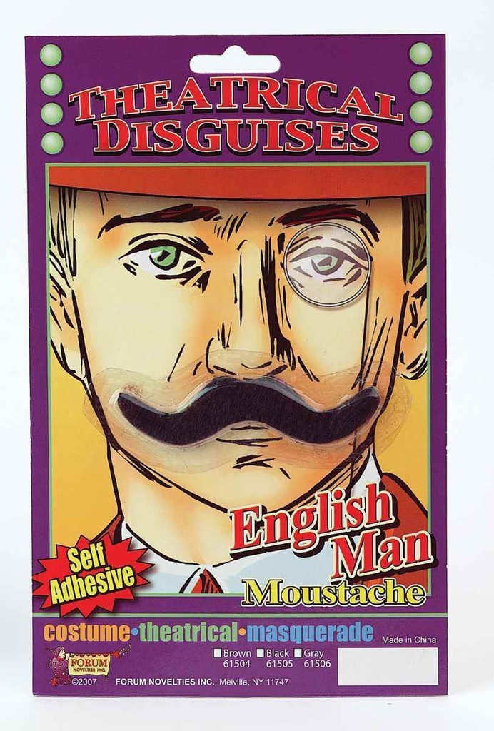 FORUM SELF ADHESIVE ENGLISHMAN ENGLISH MAN BLACK THEATRICAL MOUSTACHE 61505 Item image 2