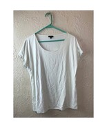 Talbots Top Cap Sleeve Scoop Neck Womens Size Large Off White Solid Tee - $14.00