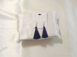 Department Store  1.5&quot; Silver Tone Blue Tassel Fish Hook Earrings C829 - $8.63