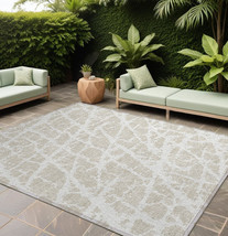 9' X 12' Beige and Ivory Abstract Washable Non Skid Indoor Outdoor Area Rug - €392,95 EUR