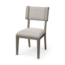 Set Of Two Brown And Light Gray Upholstered Fabric Open Back Side Chairs - $21,652.57 MXN