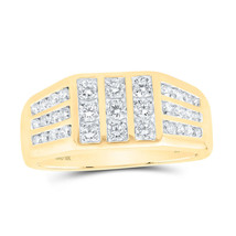 10kt Yellow Gold Mens Round Diamond Flat-top Band Ring 1 Cttw - £1,118.37 GBP