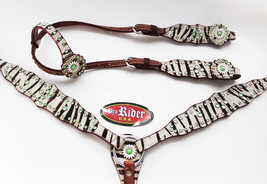 Horse Show Tack Horse Bridle Western Leather Headstall Breast Collar 8240A - $69.29