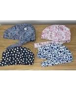 4 Tie Scrub Caps Pink Paisley, Blue Paisley, Daisy, White Blue Floral, H... - $17.82