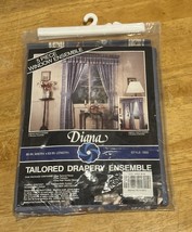 Vtg Fabrican Blue Floral 5 Piece Curtain Tailored Drapery Ensemble Diana - $24.74