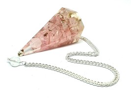 Rose Quartz Pendulum Dowser Orgone Gemstone Crystal EMF Protection Dowsing Point - £6.07 GBP