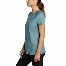 Eddie Bauer Women&#39;s Large Blue Stretch Moisture Wicking Brushed Active Tee Shirt - £10.84 GBP