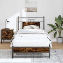 vidaXL Bed Frame Smoked Oak Engineered Wood and Steel Small Single - $177.15