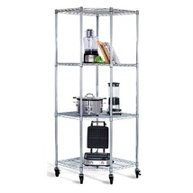Heavy Duty 4-Tier Corner Storage Rack Shelving Unit with Casters - $419.87 CAD