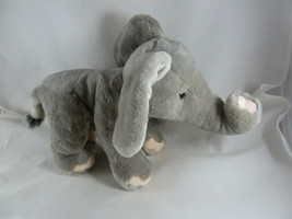 Russ Berrie Light Grey Elephant Baby Plush Gray 9&quot; X 14&quot; + tail soft cuddle toy - £9.48 GBP