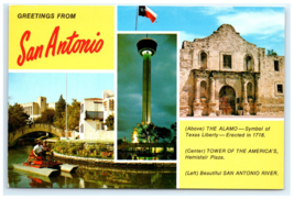 Alamo Tower of America San Antionio River TX Postcard - $7.00