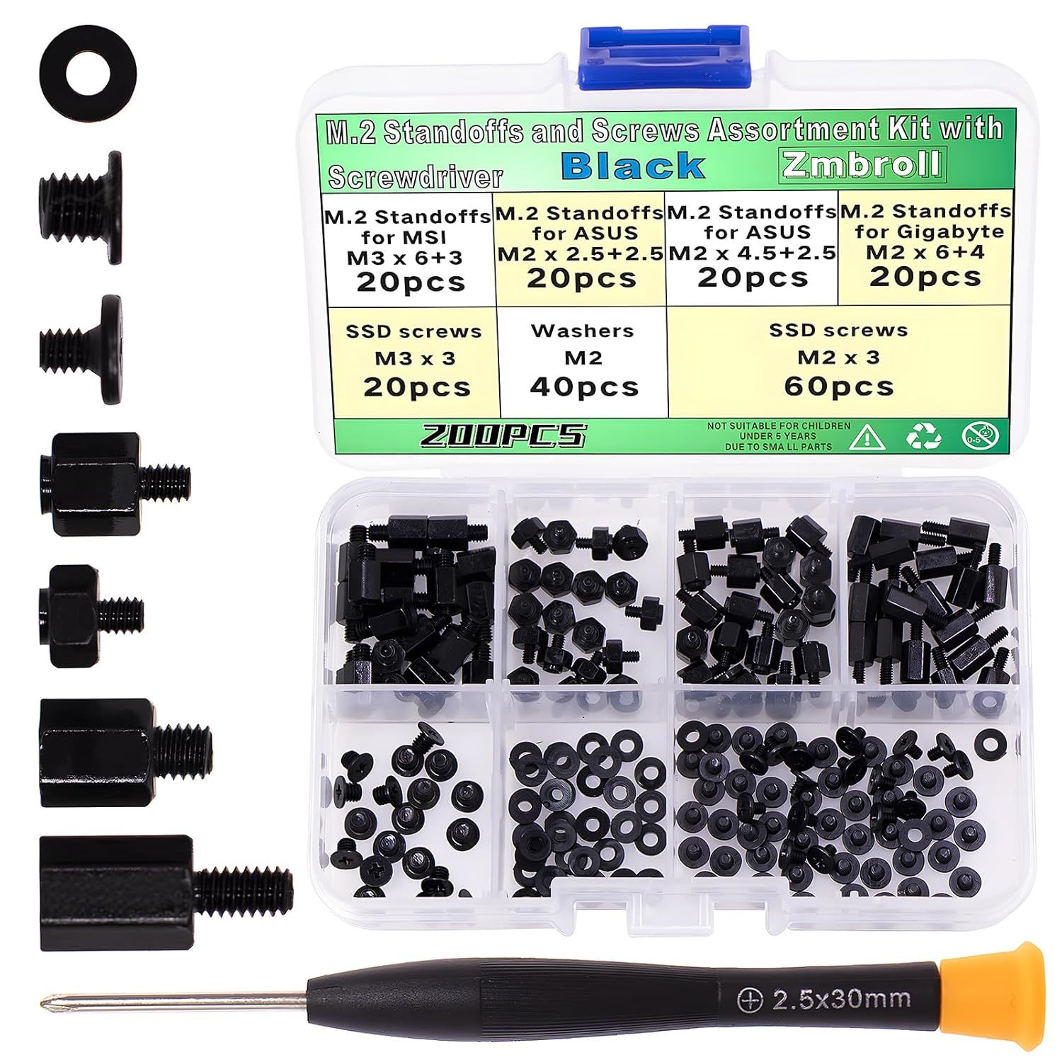 200Pcs M.2 Screw Kit,Black M2 Ssd Mounting Screws,Nvme Screw For Laptops... - $36.30