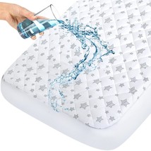 Crib Mattress Pad Protector Waterproof, Quilted Crib Mattress Pad Cover 52&#39;&#39; X 2 - £15.97 GBP