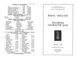 1960 Royal Doulton Figurines, Character Jugs Price List-6 pages - £4.71 GBP