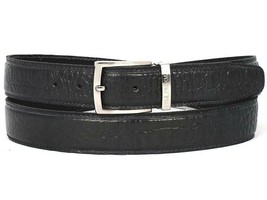 Paul Parkman Mens Belt Crocodile Embossed Black Italian Hand-Painted B02... - $169.99
