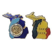 Vintage Disabled American Veteran lapel pin Lot DAV Michigan Convention Map Rare - £11.03 GBP