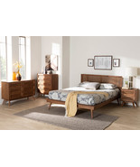 Brady Walnut Brown and Rattan King Size 4Pc Bedroom Set - $29,267.97 MXN