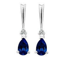 2 1/3 KT Finto Zaffiro Lacrima Orecchini Con Diamanti IN Argento Sterling - $39.00