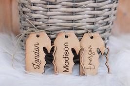 Custom Easter Basket Tag: Laser Engraved Wooden Bunny - $3.00
