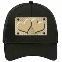 Gold White Quatrefoil Gold Center Hearts Novelty Black Mesh License Plate Hat - £22.92 GBP