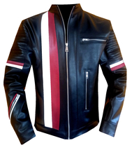 Men&#39;s Leather Jacket Faux Handmade Flame Model - $299.00