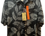 JAMAICA JAXX Island Style Men&#39;s 100% SILK Black Obsidian Hawaiian Leaves... - $18.80
