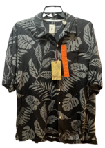 JAMAICA JAXX Island Style Men&#39;s 100% SILK Black Obsidian Hawaiian Leaves... - $18.80