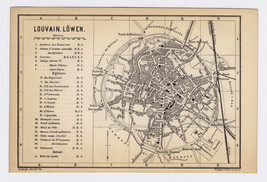 1885 Antique City Map Of Leuven / Louvain / Löwen / Belgium - £22.01 GBP