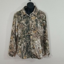Cabelas Women&#39;s Button Front Camouflage Shirt Large Hunting Camping Outdoors  - £15.21 GBP