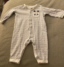 Baby Club one piece outfit 12 to 18 months black &amp; white stripes - £2.65 GBP