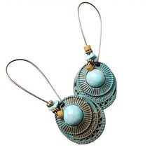 Fashion Jewelry Womens Blue Rustic Bohemian Dangle Earrings Boho Accessory Sz OS - £15.98 GBP