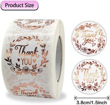 PMCDS2G Thank You Stickers Roll in Two Styles Rose Gold 1.5inch 500 Units - €11,50 EUR
