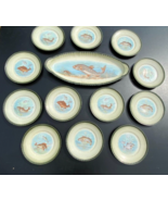 Set of 13, Austria Victoria dinner &quot;Fish&quot; Plates, w/ platter, 19th century - $540.84