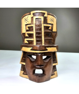 Vintage Hand Carved Wood Tribal Mask 2 Tone Light and Dark Décor 7.25x4.5in - $1,140.22 MXN