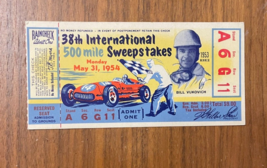 Indianapolis 38th Annual 500 Miles Sweepstakes Ticket Stub May 31 1954 - $200.00