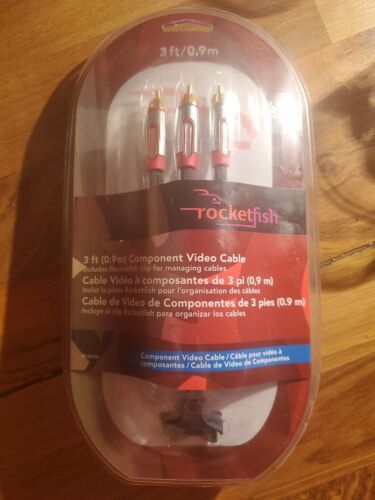 Rocketfish RF-G1115 3&#039; Heavy Duty Component Video Cable w/Gold-Plated Brand New  			